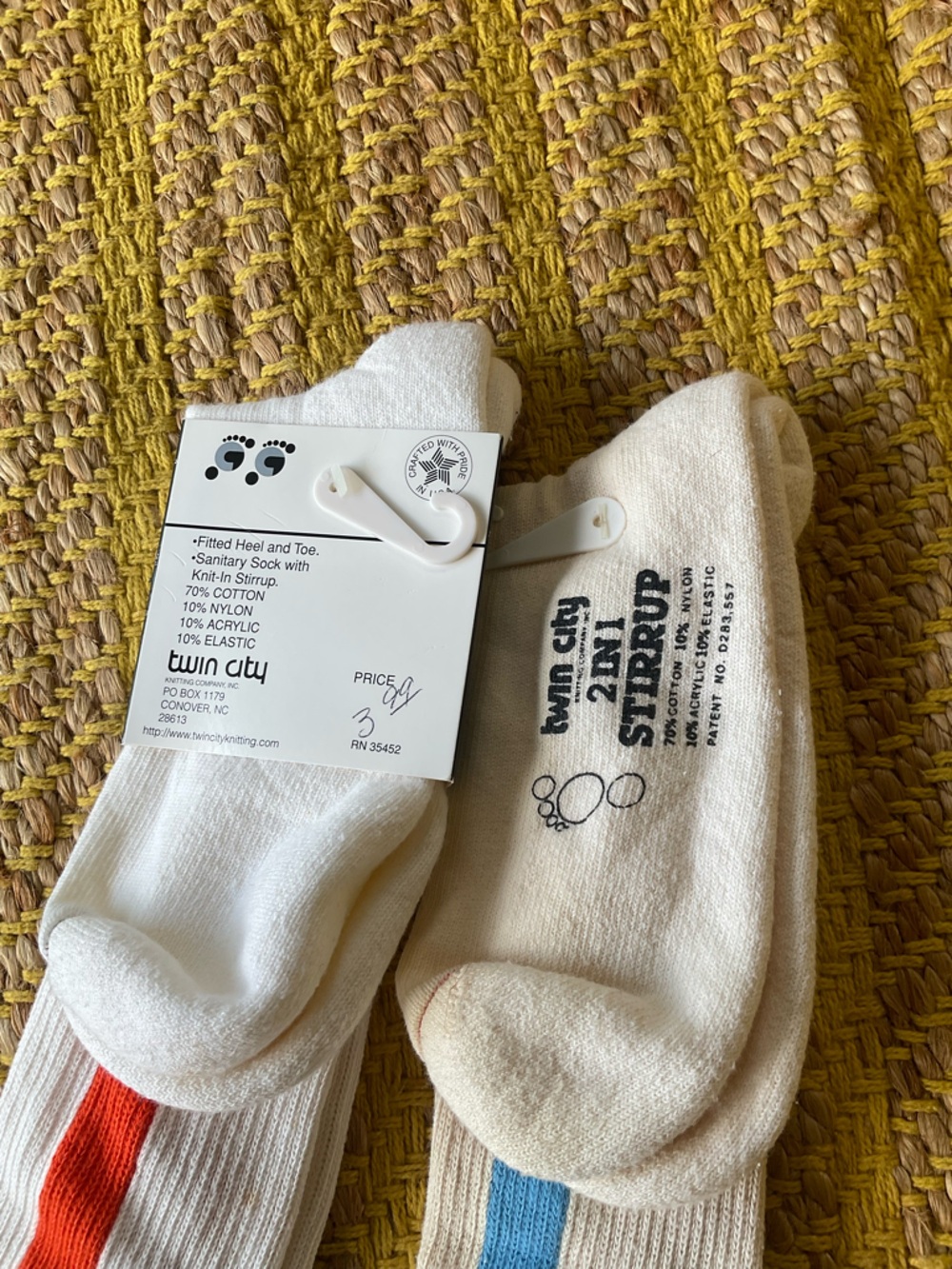 2 Pairs Vintage Baseball Stirrup 2 in 1 Socks - Picture 4 of 4